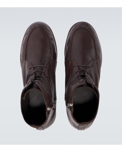 Auralee Brown Leather Ankle Boots for men