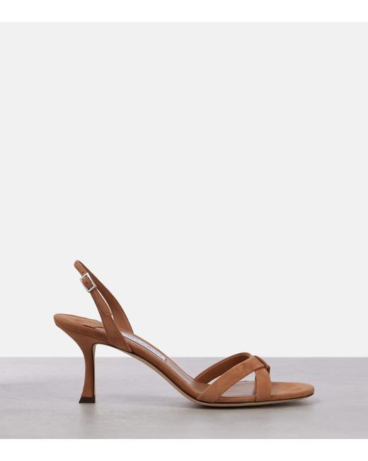Jimmy Choo Brown Sandalen Elsy 70 Aus Veloursleder