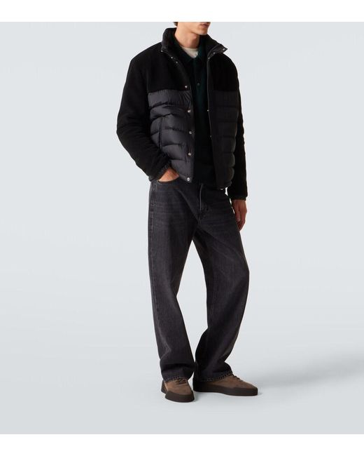 Moncler Black Mistral Down-Paneled Teddy Jacket for men