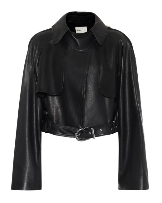 Khaite Black Krista Cropped Leather Biker Jacket