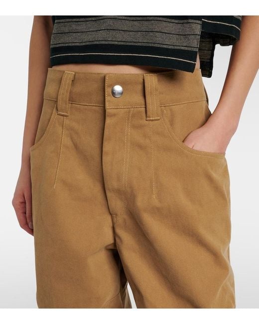 Isabel Marant Natural Opalyna Cotton Twill Wide-Leg Pants