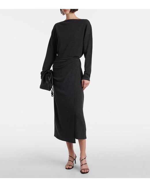 Vince Black Draped Midi Skirt