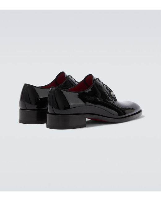 Christian Louboutin Black Chambeliss Patent Leather Derby Shoes for men