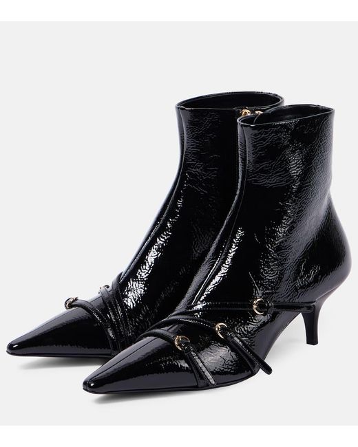 Miu Miu Black Ankle Boots Aus Lackleder