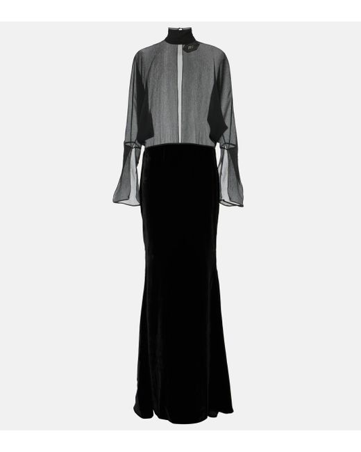 Robe longue Shangai en soie ‎Taller Marmo en coloris Black