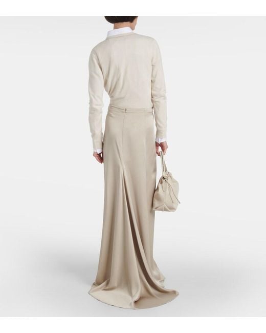 Brunello Cucinelli Natural Satin Maxi Skirt