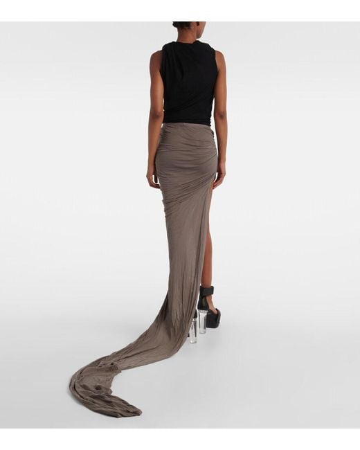 Rick Owens Brown Edfu Cotton Maxi Skirt
