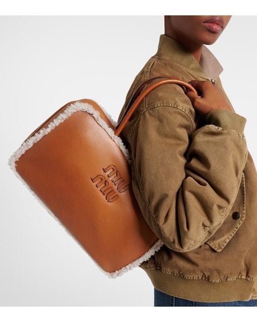 Miu Miu Brown Tote Beau Large Aus Leder