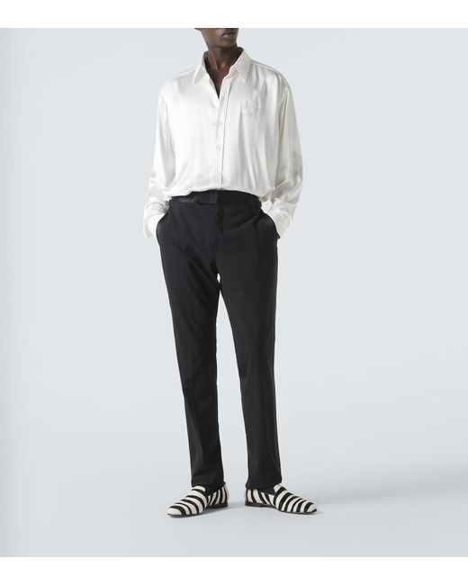 Manolo Blahnik Black Mario Zebra-Print Calf Hair Loafers for men
