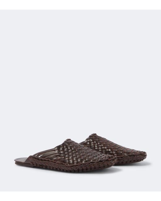 The Row Brown Woven Leather Slip-On Shoes for men