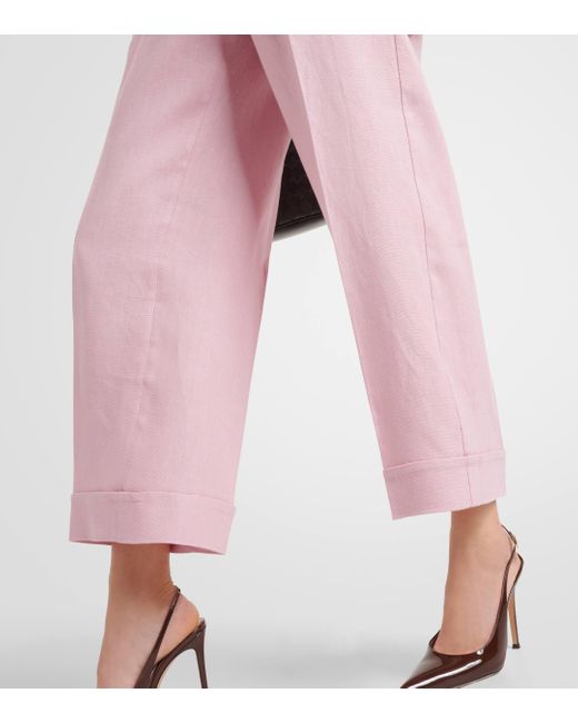 Max Mara Pink Salix Linen Straight Pants