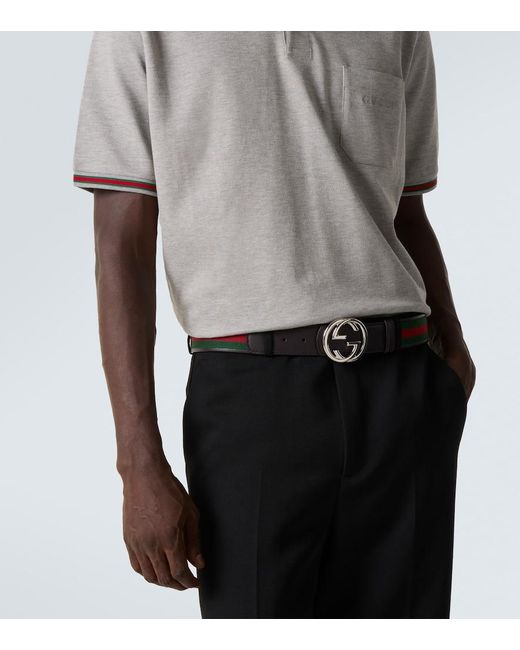 Gucci Black Interlocking G Web Leather Belt for men