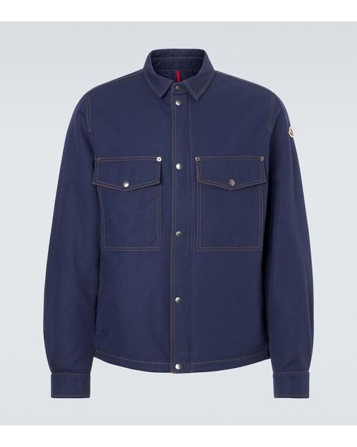 Moncler Blue Cotton And Linen Field Jacket for men