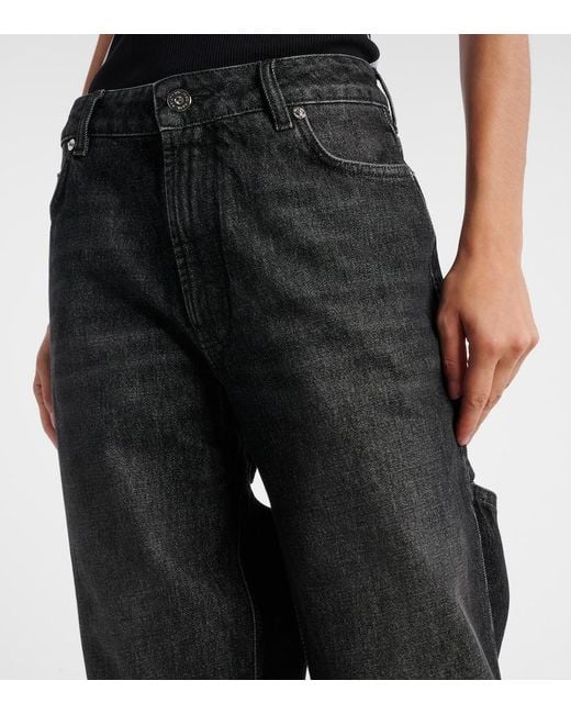Jean Paul Gaultier Black Cutout Mid-Rise Wide-Leg Jeans