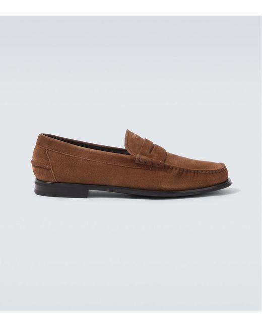 Prada Brown Suede Penny Loafers for men