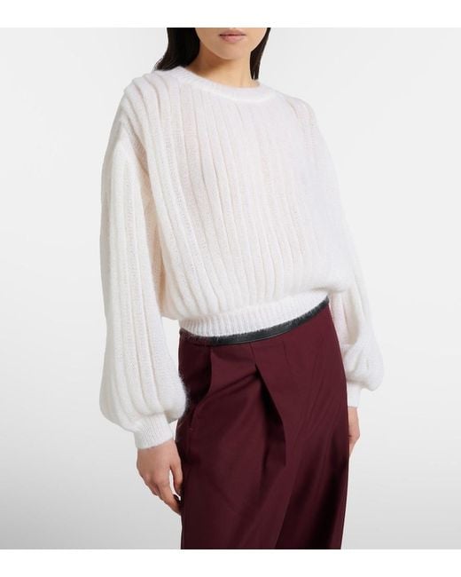 Loewe White Mohair And Cotton-Blend Sweater