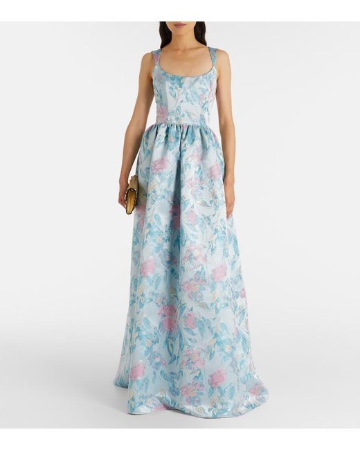 Markarian Blue Tatiana Floral Gown
