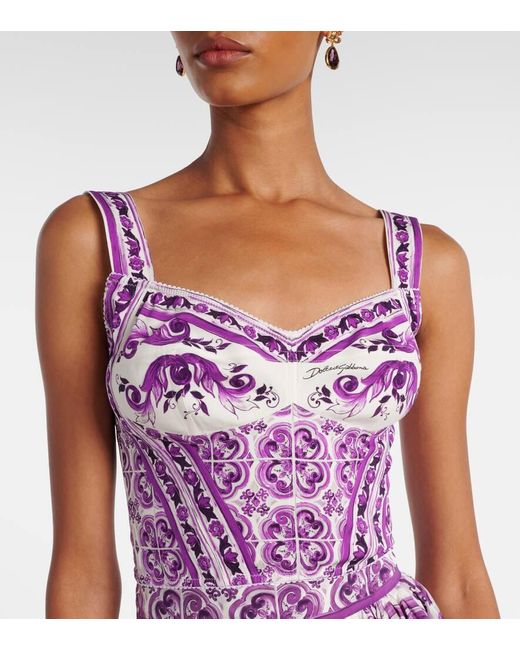 Dolce & Gabbana Purple Bustier-Top Majolica Aus Einem Seidengemisch