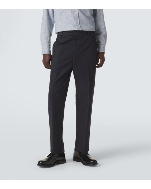 Umit Benan Blue Matt Cotton-Blend Straight Pants for men