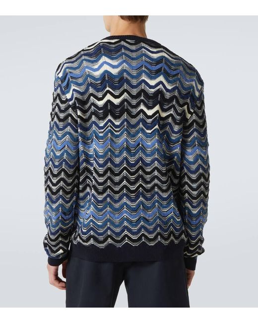 Missoni Blue Zigzag Wool Sweater for men
