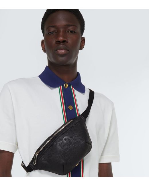 Gucci Black Logo-embossed Leather Belt Bag for men