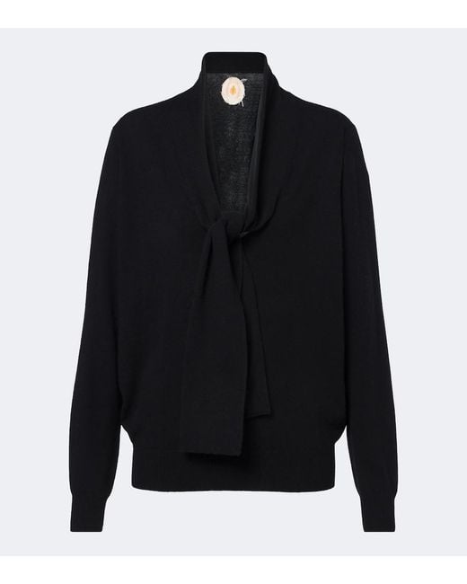 Jardin Des Orangers Black Tie-Neck Wool And Cashmere Sweater