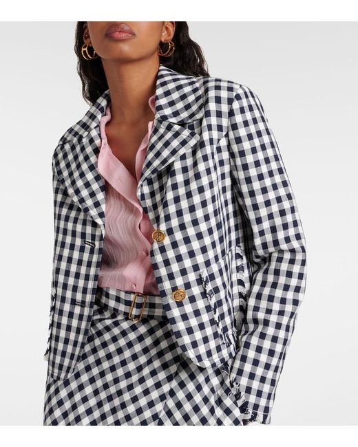 Etro Blue Gingham Cropped Blazer