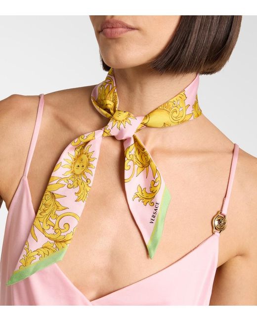 Versace Metallic Printed Silk Twill Scarf