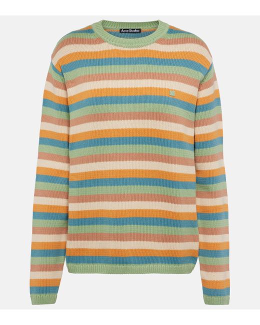 Acne Yellow Striped Cotton Sweater