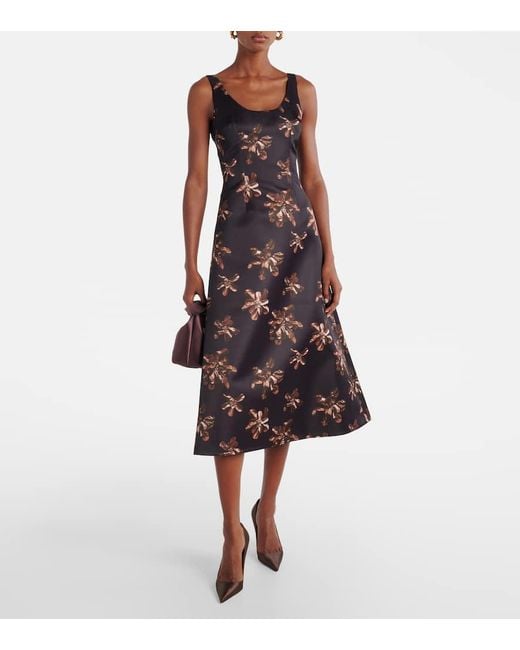 Emilia Wickstead Purple Tippi Floral Genzianella Midi Dress