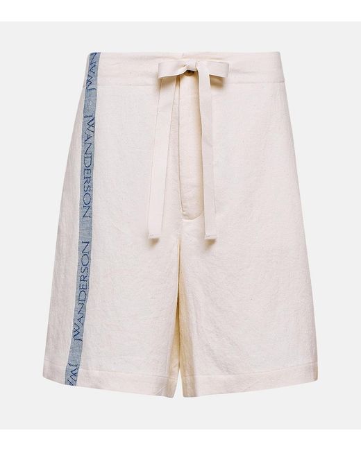 J.W. Anderson Natural High-Rise Cotton And Linen Shorts