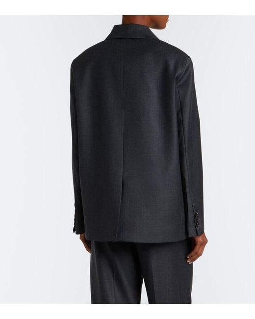 Loulou de Saison Black Donau Double-Breasted Virgin Wool Blazer