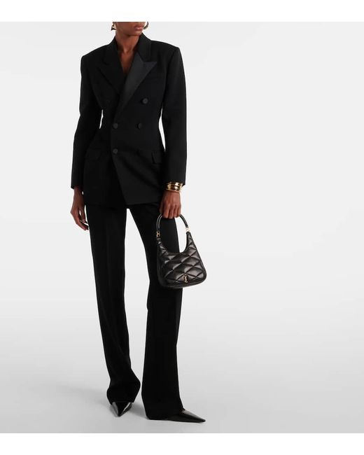 Saint Laurent Black Wool Grain De Poudre Tuxedo Jacket