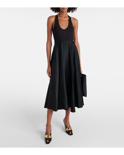 Alaïa Black Cotton-Blend Midi Dress