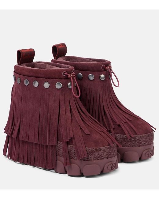 Goldbergh Red Vergara Fringed Suede Snow Boots