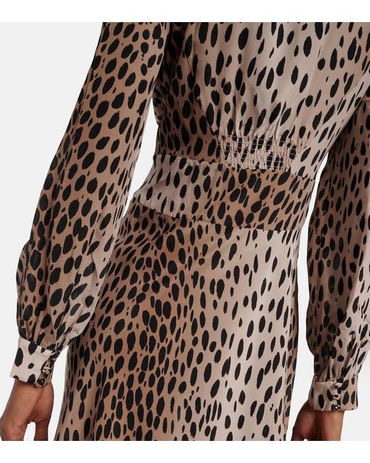 Rixo Natural Emory Printed Silk Maxi Dress