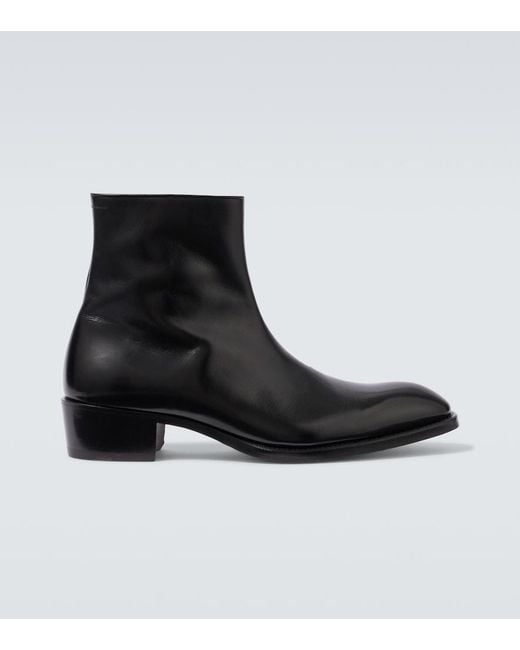 Tom Ford Black Vincent Leather Ankle Boots for men