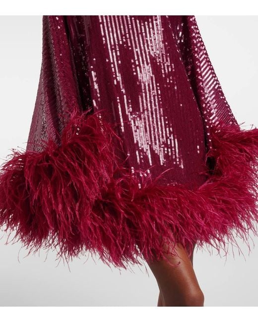 Taller Marmo Red Minikleid Vegas Mit Pailletten Und Federn