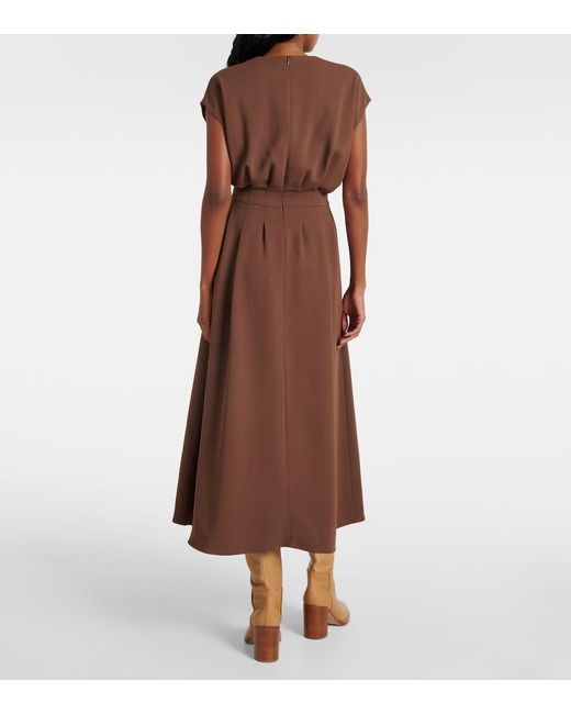 Joseph Brown Pleated Cady Midi Dress