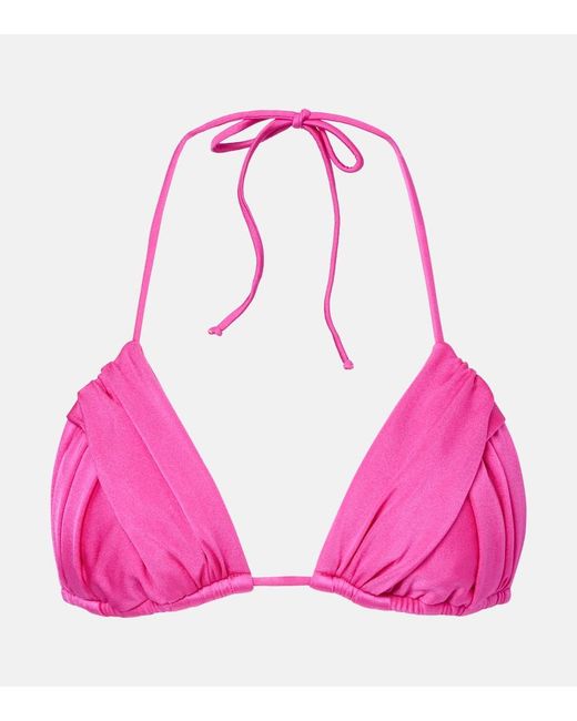 Bananhot Pink Jasmin Ruched Triangle Bikini Top