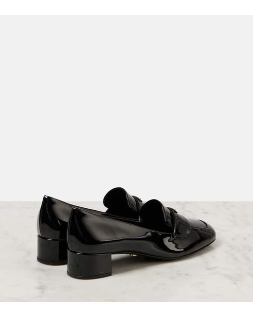 Prada Black Logo Patent Leather Loafer Pumps