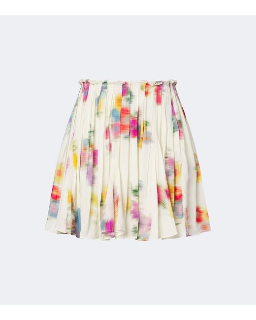 Isabel Marant White Livy Pleated Printed Miniskirt