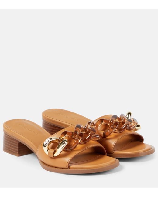See By Chloé Brown Embellished Leather Mules