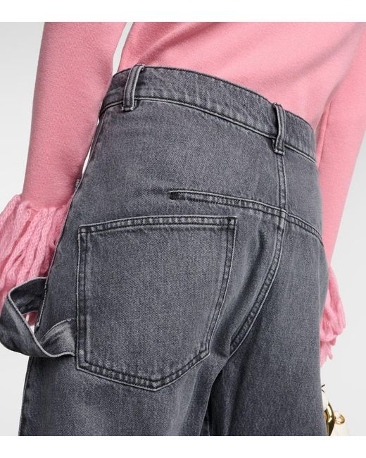 Jeans rectos Twisted de tiro alto J.W. Anderson de color Gray