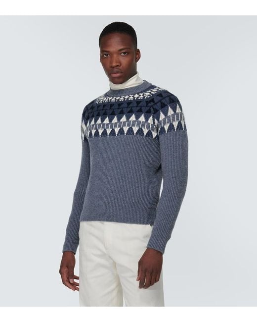 Jersey Fair Isle De Cachemir Loro Piana de hombre de color Blue