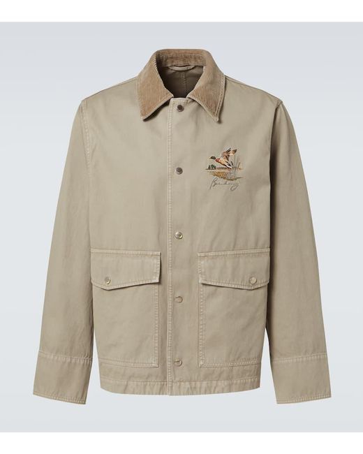Burberry Natural Embroidered Cotton Twill Field Jacket for men