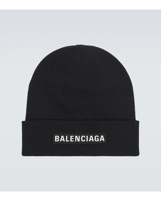 Balenciaga Black Wool-Blend Beanie for men