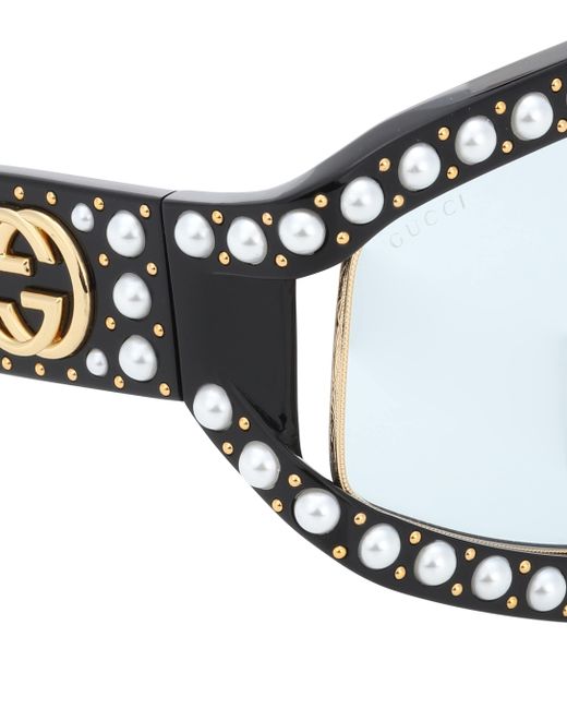 Gafas de sol adornadas con perlas de imitación Gucci de Tejido sintético de  color Negro | Lyst