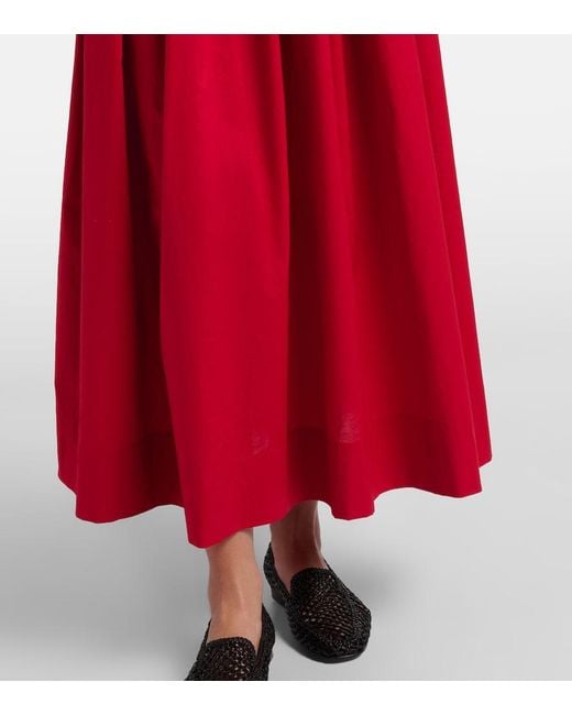 Doen Red Maxikleid Clover Aus Baumwollpopeline