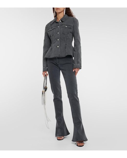 Magda Butrym Black Peplum Denim Jacket